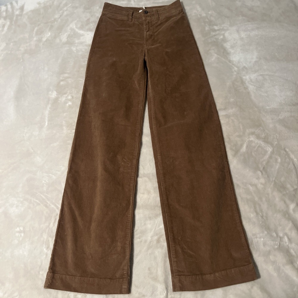 NWT Faherty Mens 24x30 Button Fly Stretch Corduroy Wide Leg Pants Brown